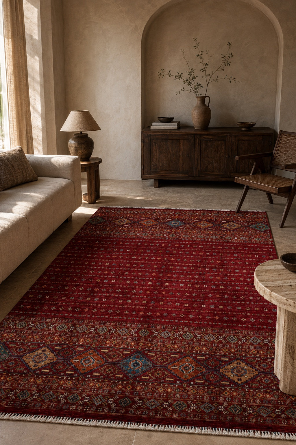SHB Afgan Orjin El Dokuma Yün Halı 206x310 - Afgan el dokuma hali mockup