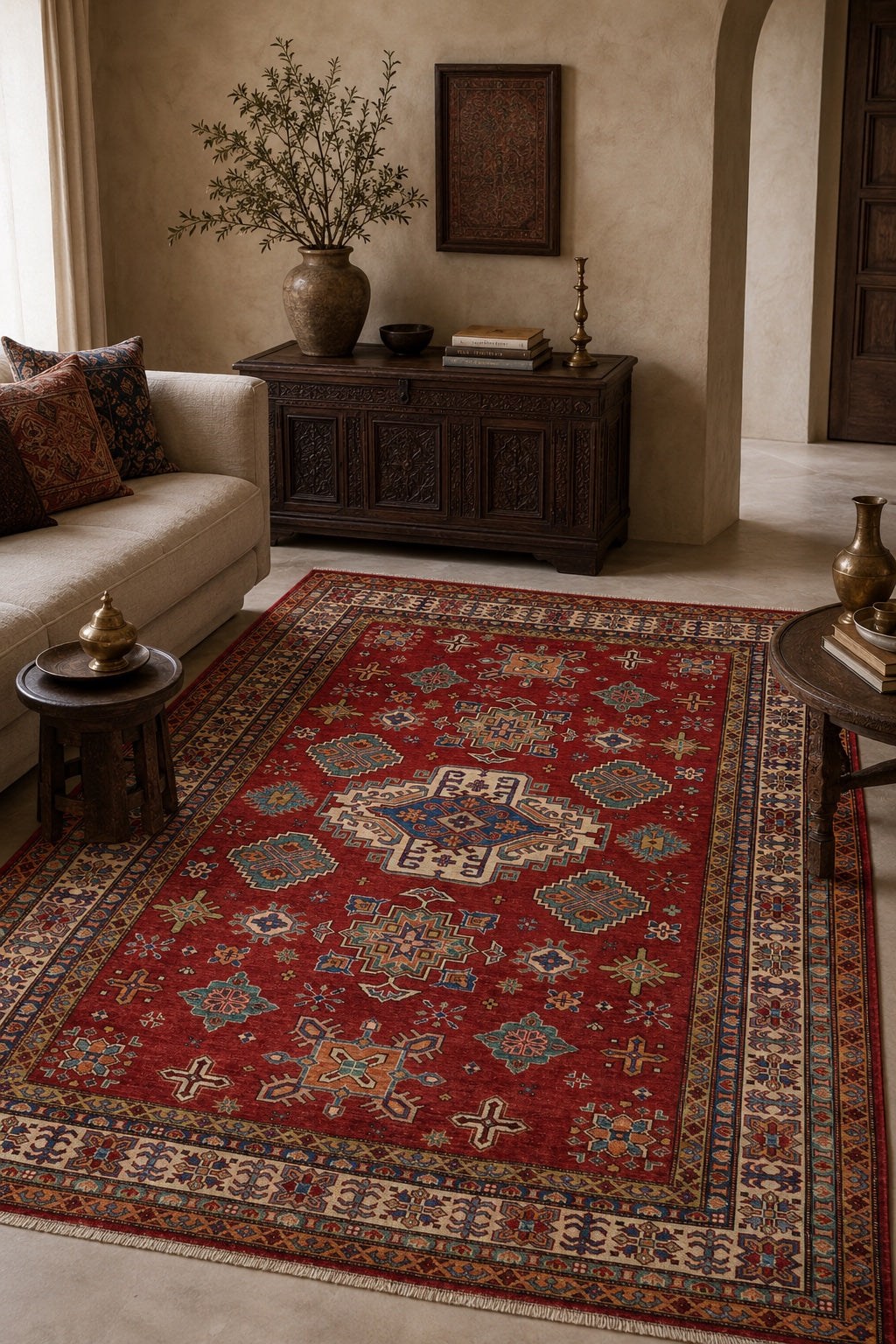 Afgan Şirvan El Dokuma Yün Halı 174x248 - Afgan el dokuma hali mockup