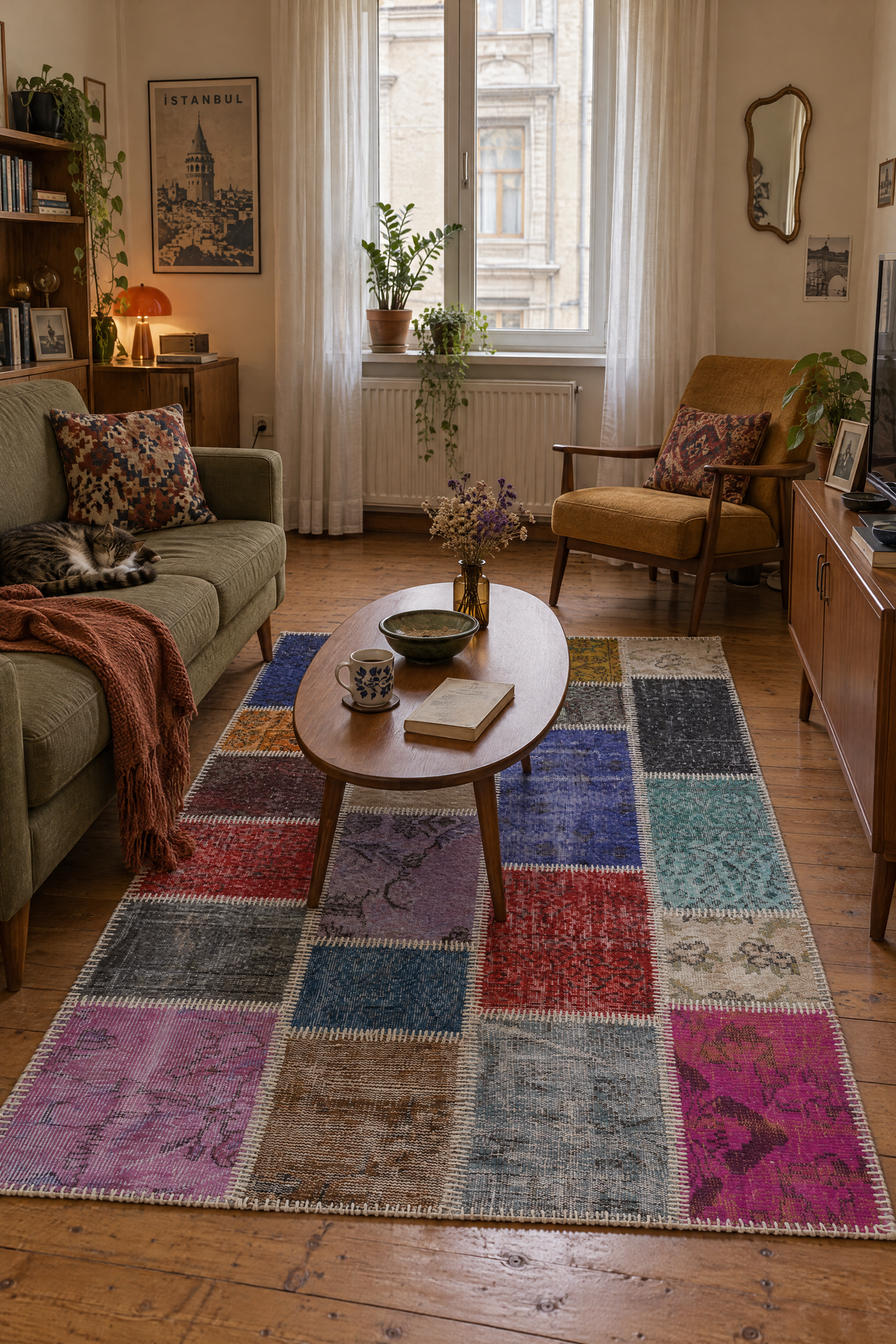 Naar Halı Patchwork El Yapımı Dekoratif Halı 120x198