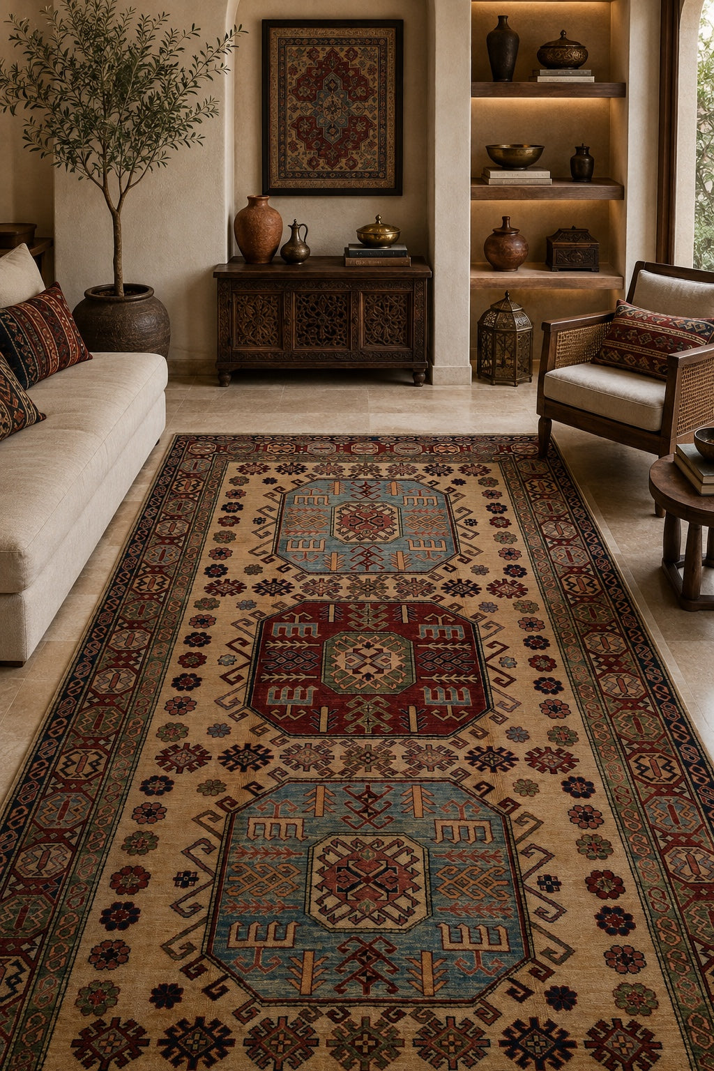 Afgan Şirvan El Dokuma Yün Halı 167x250 - Afgan el dokuma hali mockup