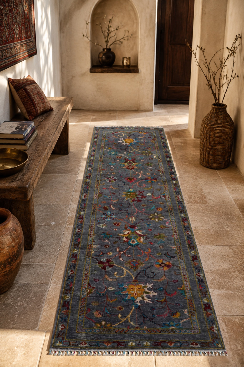 RHMN Afgan Orjin El Dokuma Yün Halı 87x247 - Afgan el dokuma hali mockup
