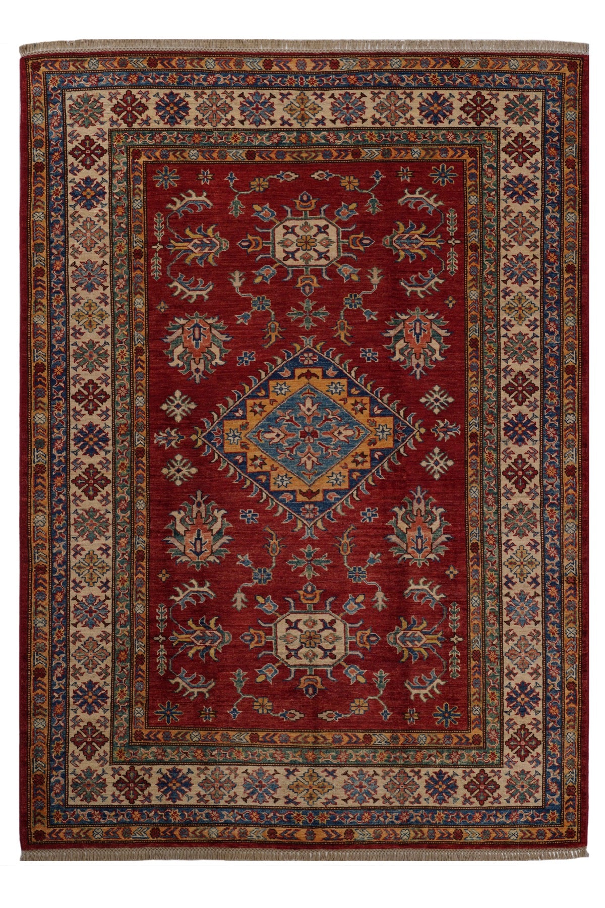 Afgan Şirvan El Dokuma Yün Halı 152x213 — üstten görünüm