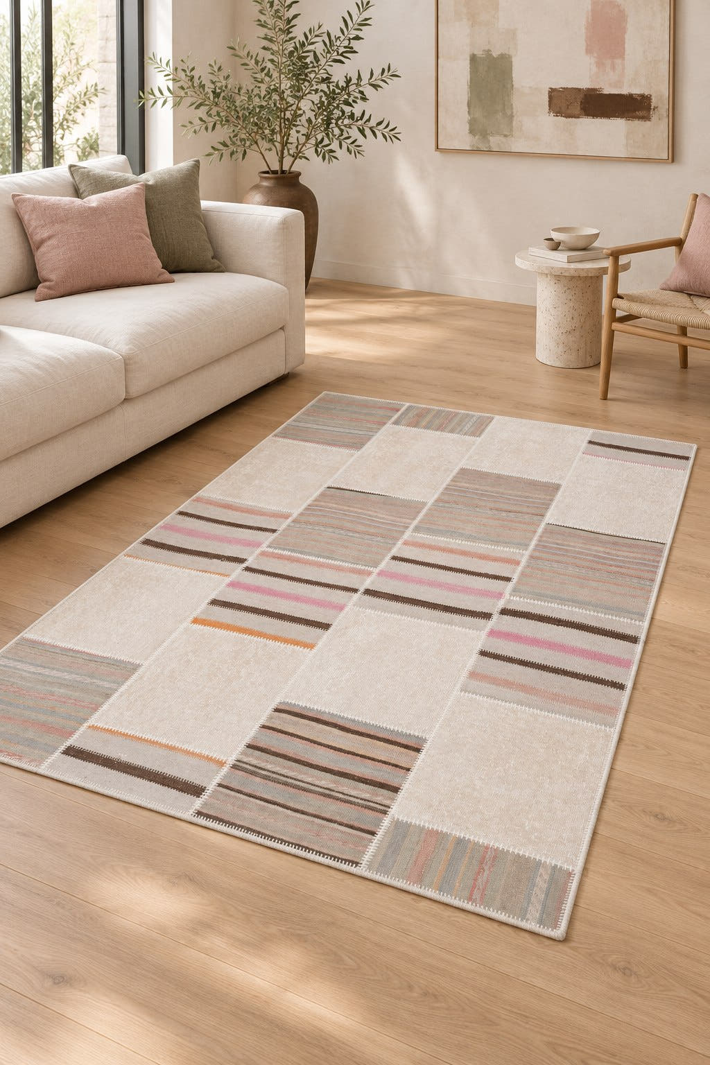 Naar Halı Patchwork El Yapımı Dekoratif Halı — ortam görünümü