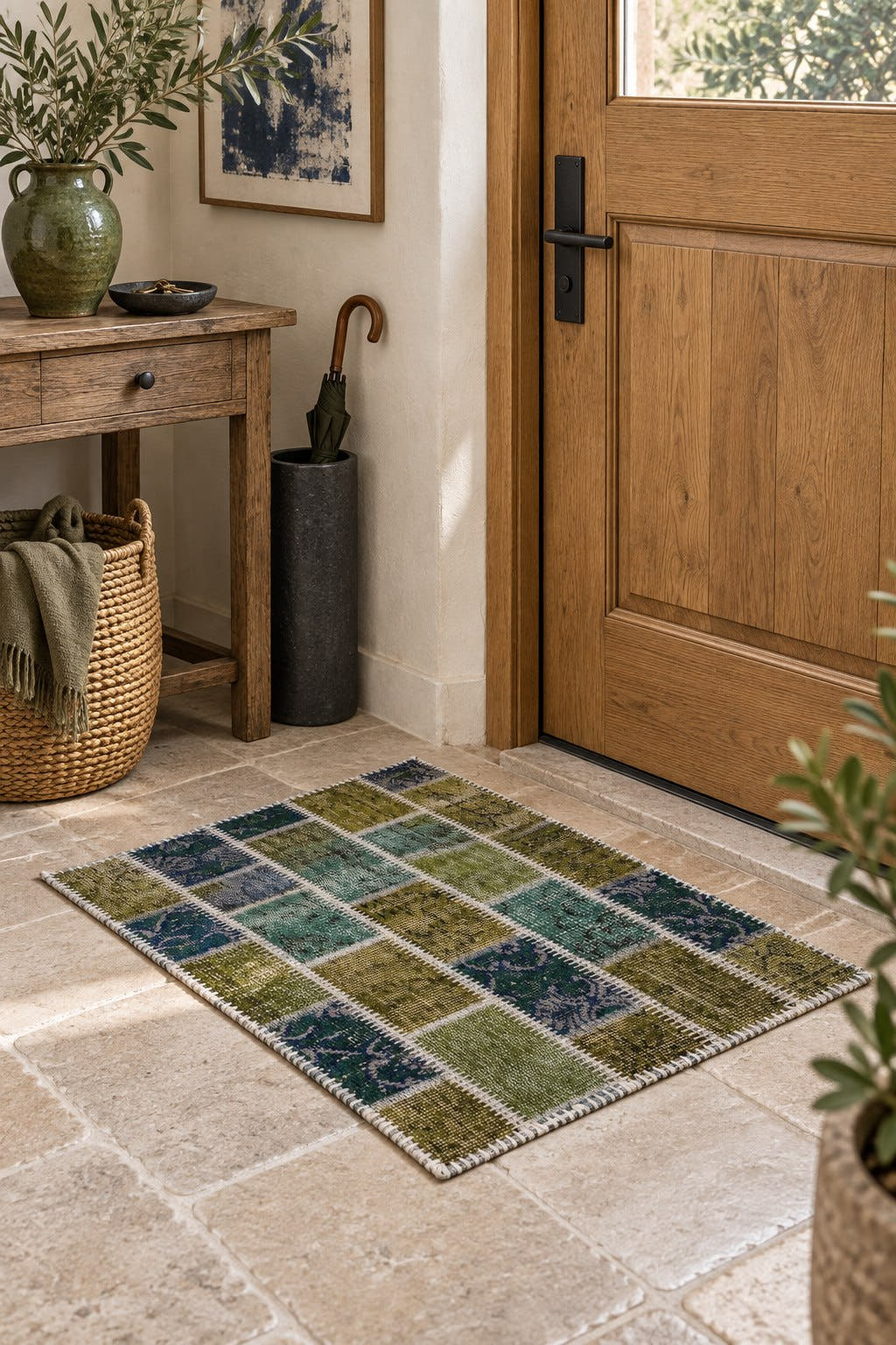 Naar Halı Patchwork 08 El Yapımı Dekoratif Halı — ortam görünümü