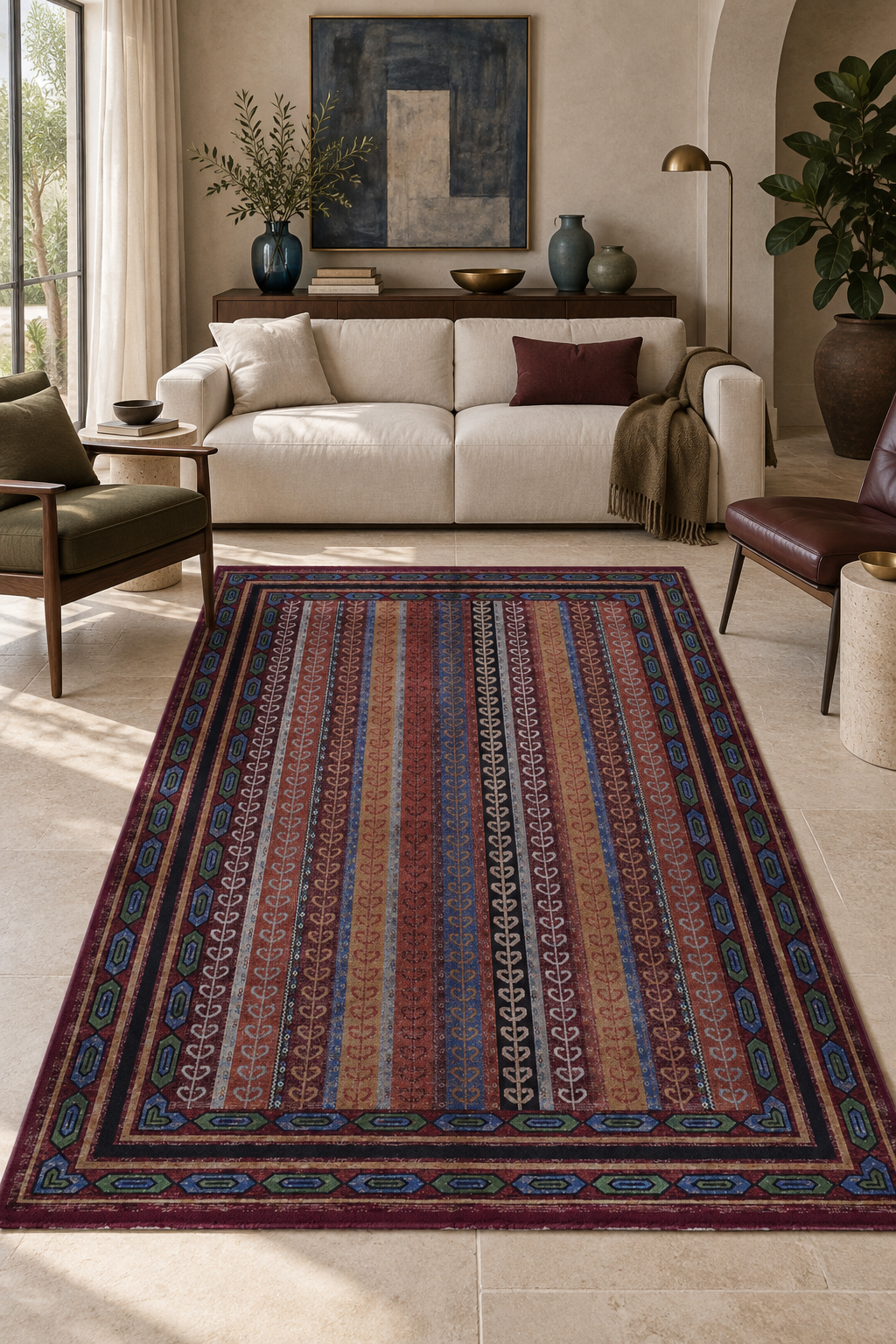 Naar Gloria 5165A Bambu Halı - Bordo