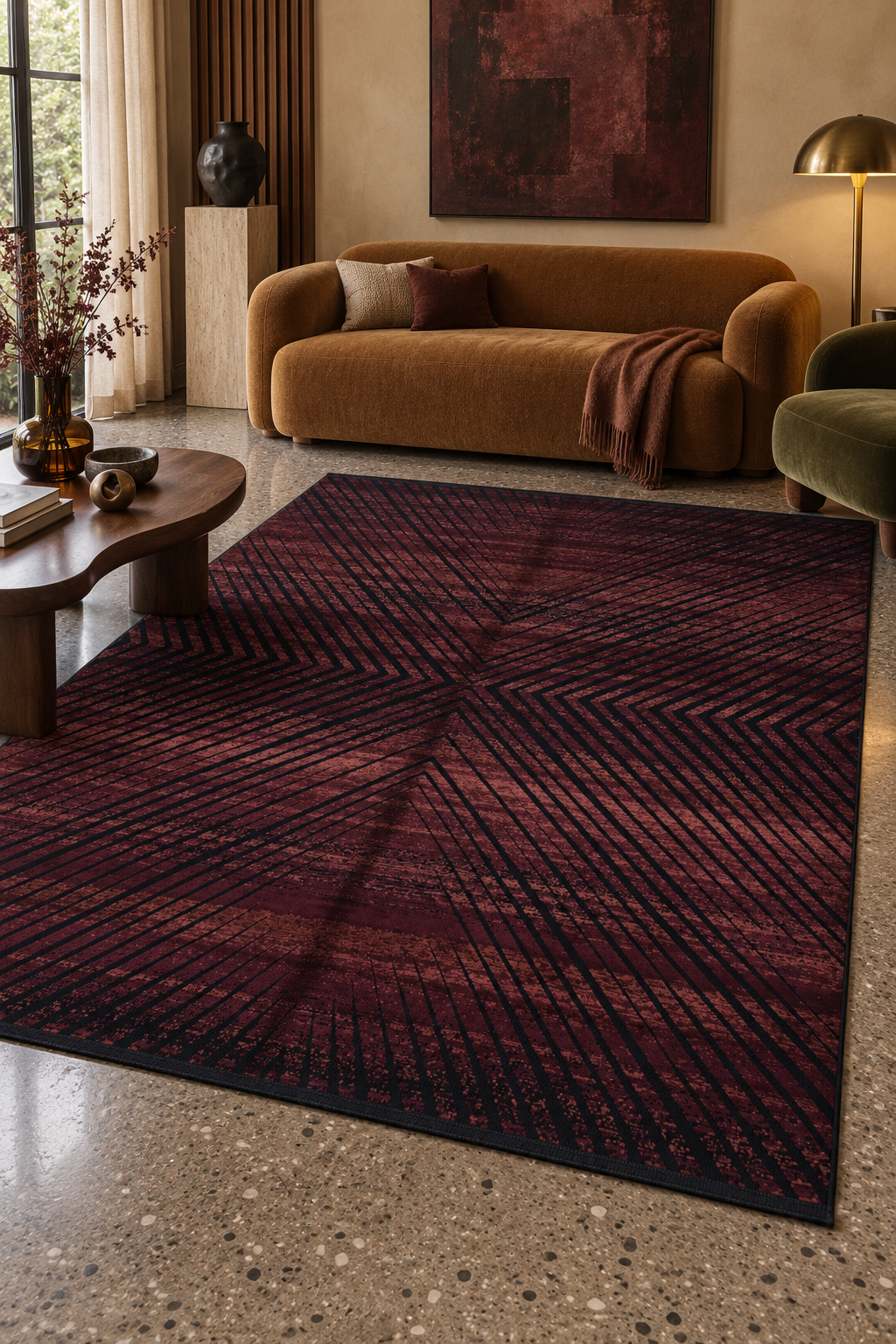 Naar Gloria 6490A Bambu Halı - Bordo