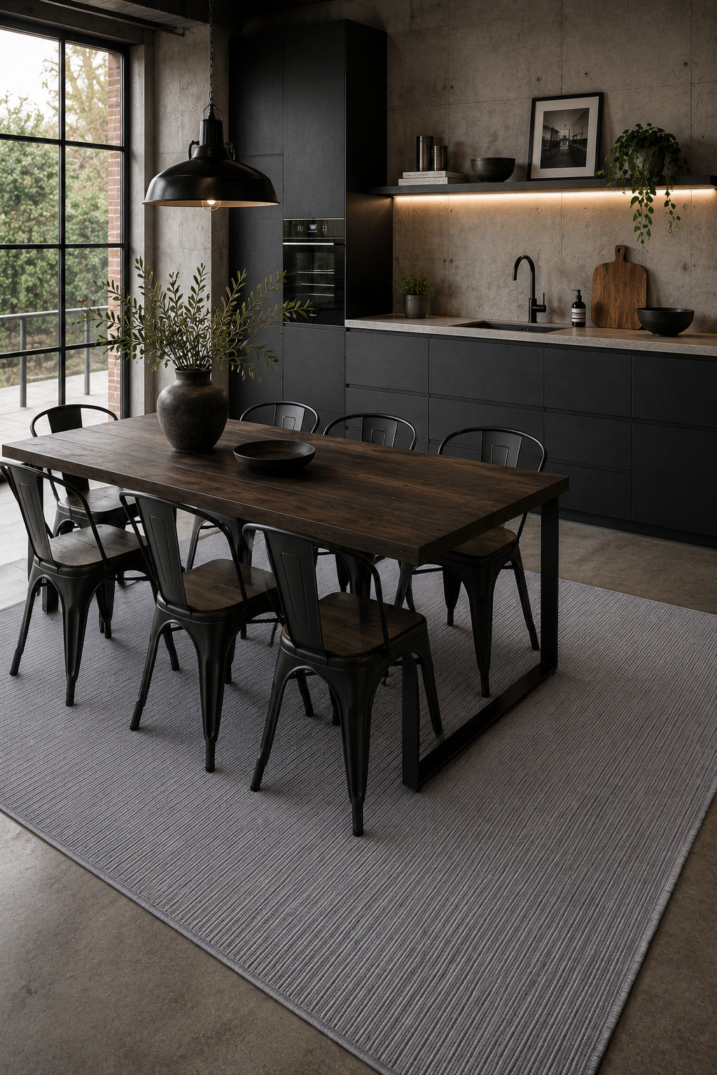 Ravi 1702A Gri Kaymaz Taban Yıkanabilir Yumuşak Dokulu Kilim