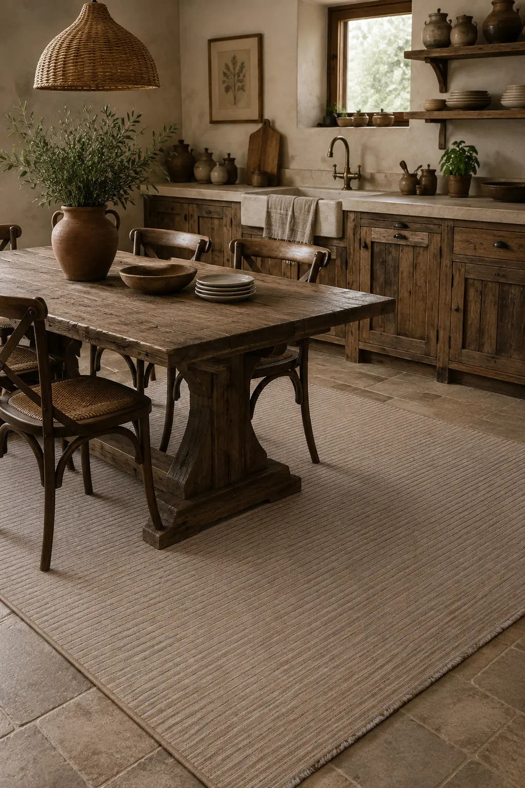 Ravi 1704A Bej Kaymaz Taban Yıkanabilir Yumuşak Dokulu Kilim Naar Halı