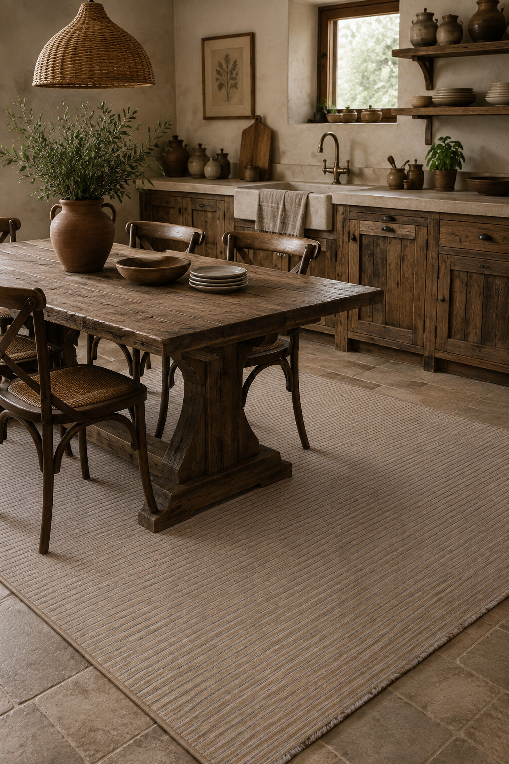 Ravi 1704A Bej Kaymaz Taban Yıkanabilir Yumuşak Dokulu Kilim