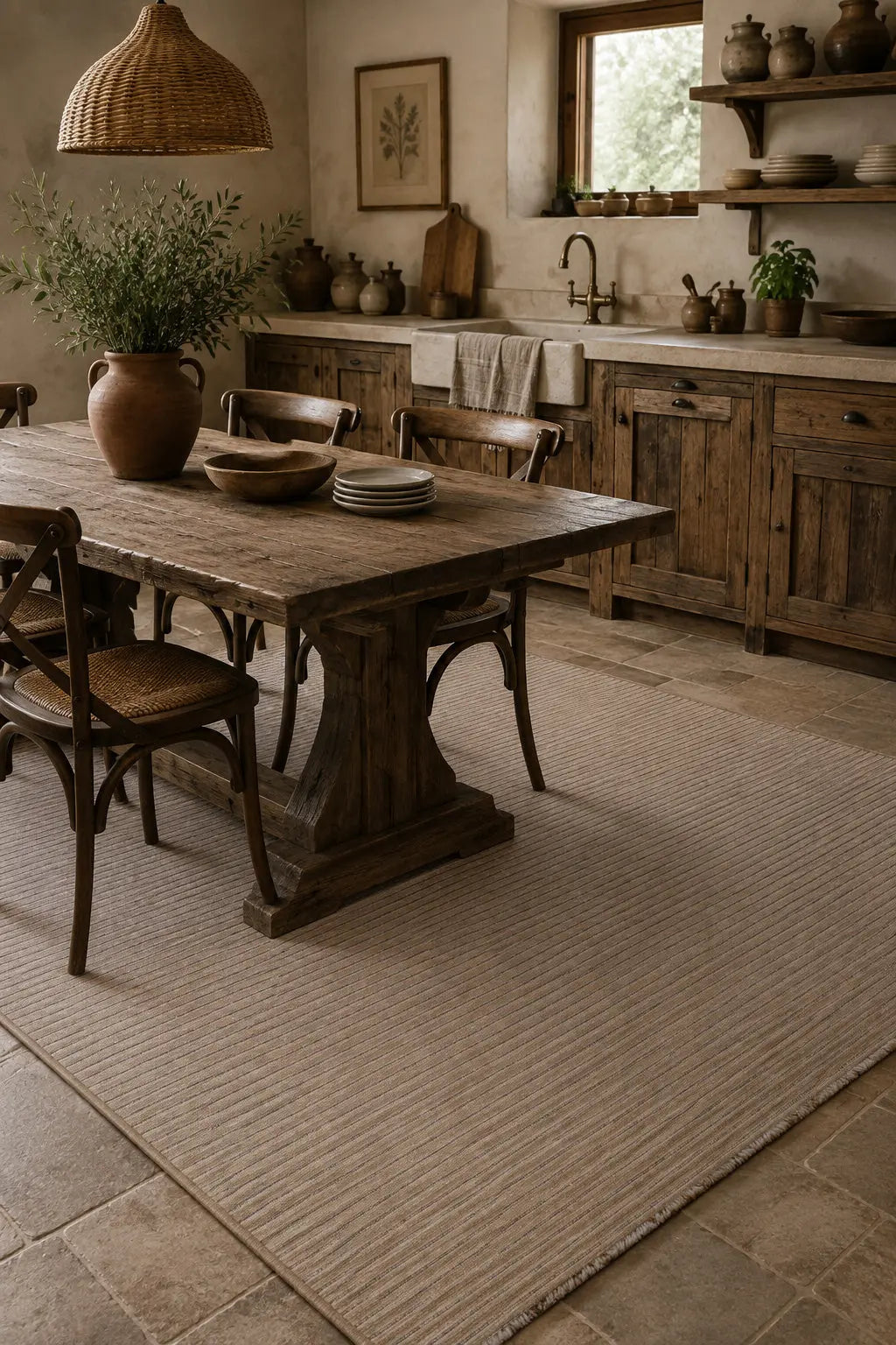 Ravi 1704A Bej Kaymaz Taban Yıkanabilir Yumuşak Dokulu Kilim Naar Halı