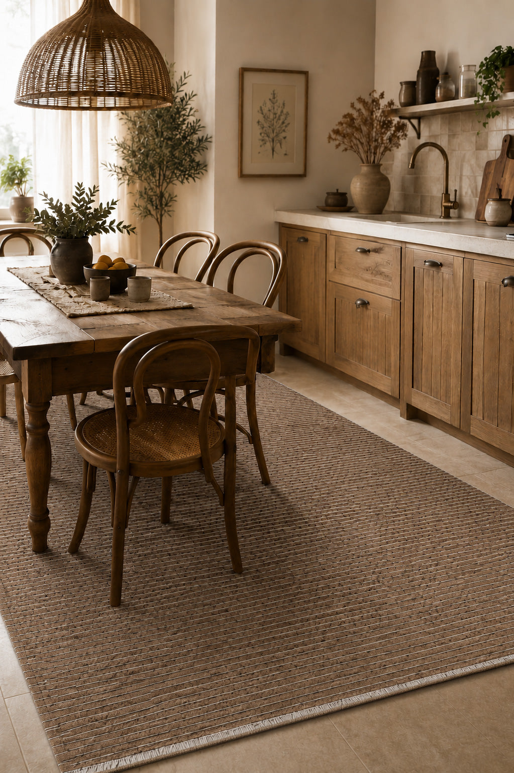 Ravi 1705A Vizon Kaymaz Taban Yıkanabilir Yumuşak Dokulu Kilim