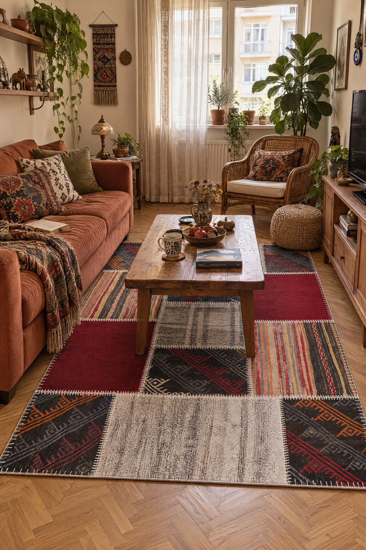 Naar Halı Patchwork El Yapımı Dekoratif Halı 120x180