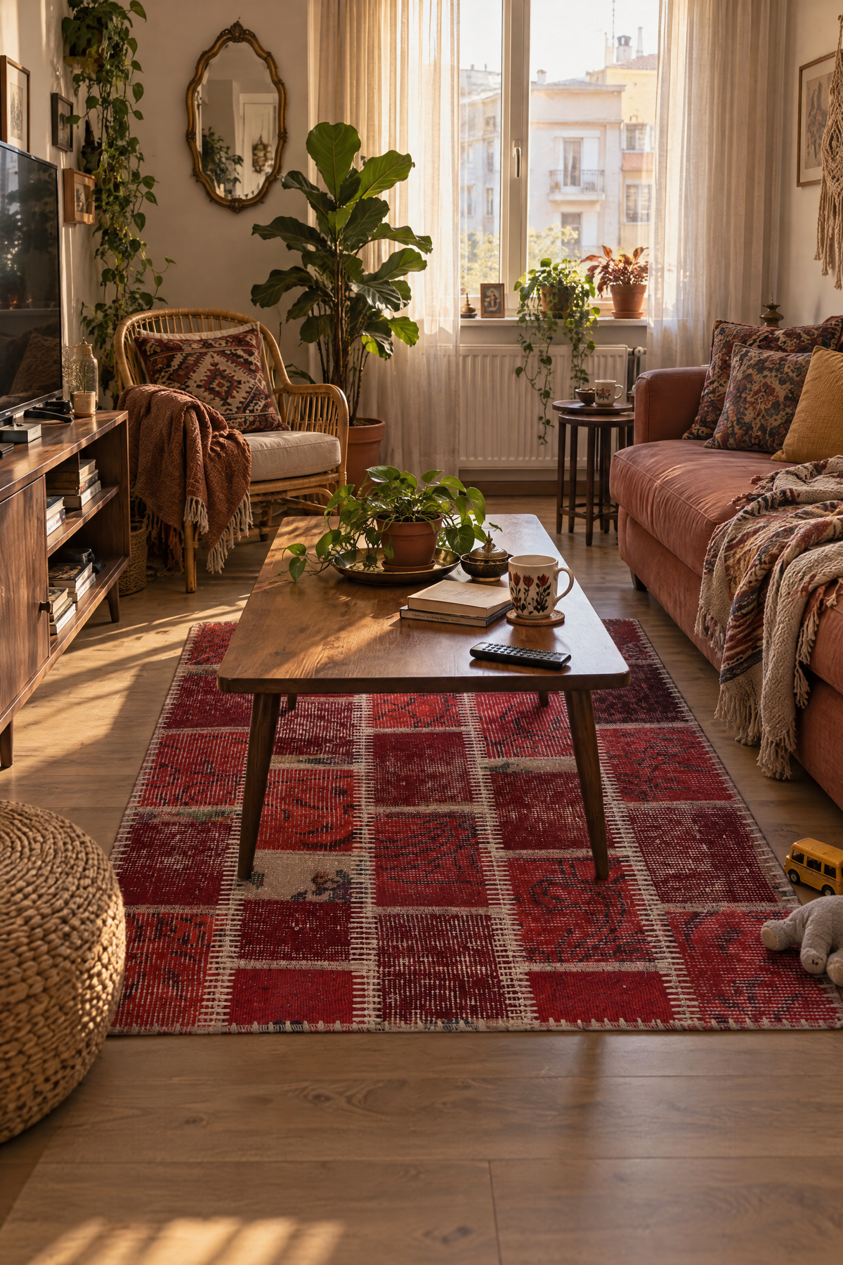 Naar Halı Patchwork 04 El Yapımı Dekoratif Halı 60x90