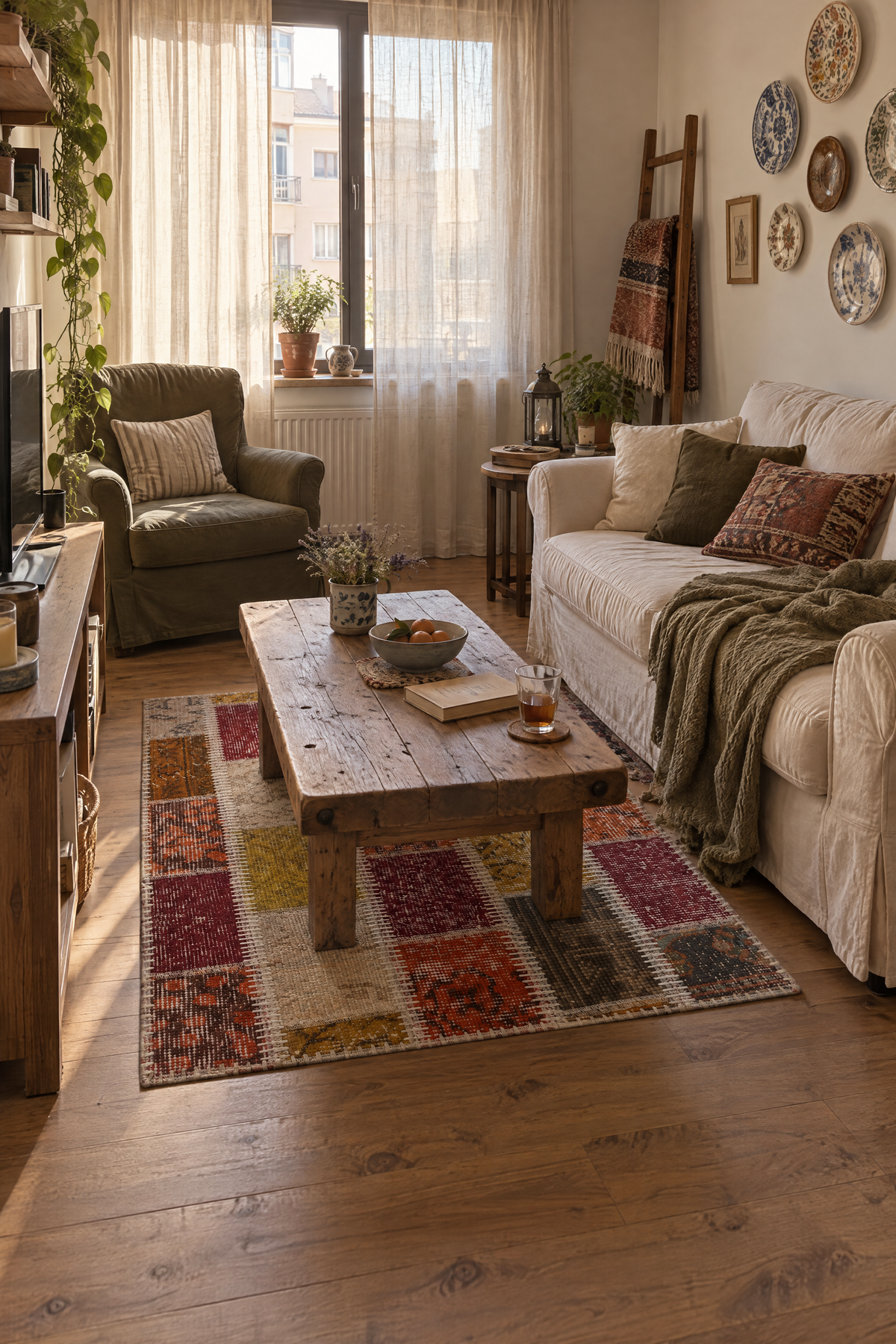 Naar Halı Patchwork 03 El Yapımı Dekoratif Halı 60x90