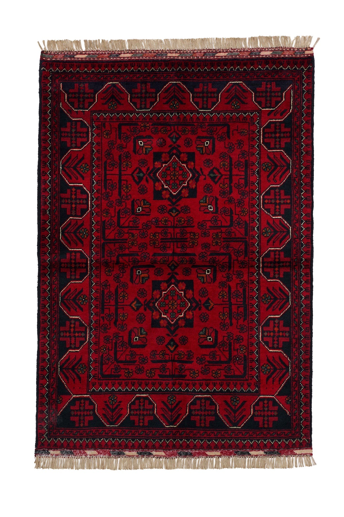 Afgan Khamyab El Dokuma Yün Halı — üstten görünüm