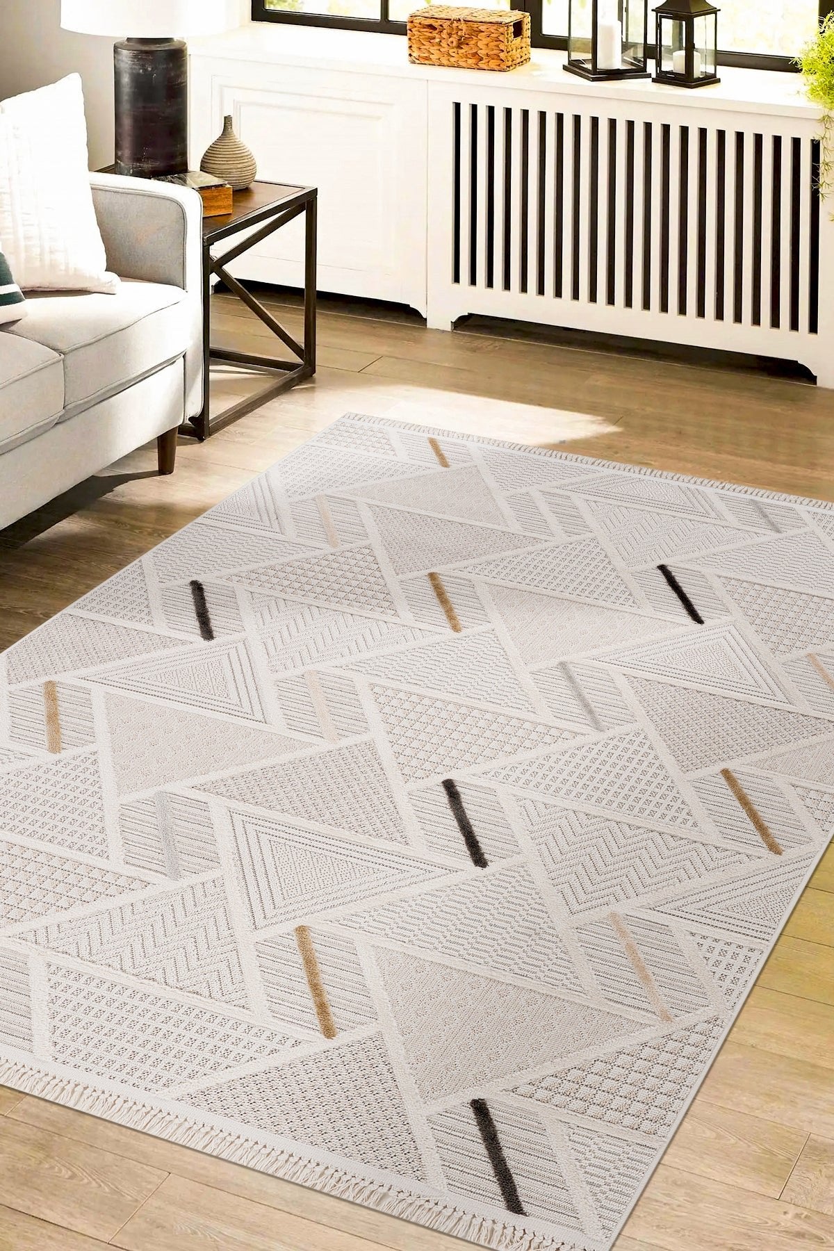 Bonn 8805 Krem Geometrik Salon Halısı Kesme Halı — detay 2