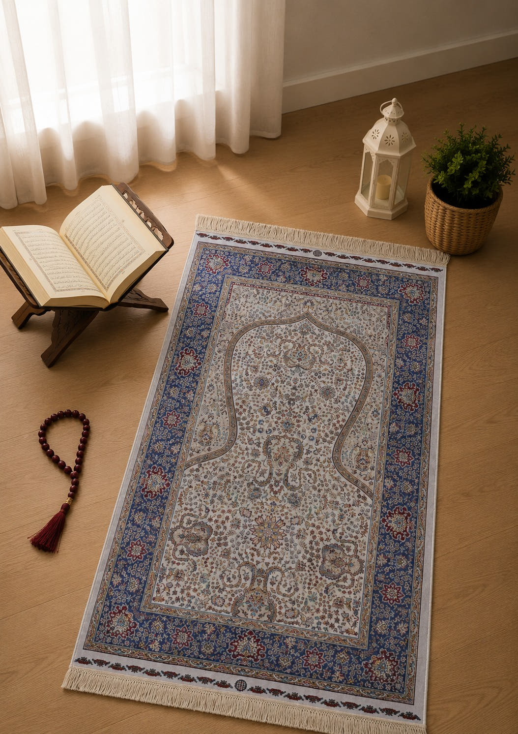 Kumkapı Serisi S163A Lüks Modal Seccade - Krem, Bej — namaz odası mockup
