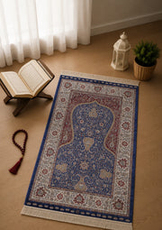 Kumkapı Serisi S163A Lüks Modal Seccade - Mavi, Krem — namaz odası mockup