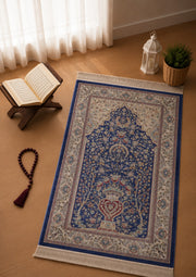 Kumkapı Serisi S818A Lüks Modal Seccade - Mavi, Krem — namaz odası mockup