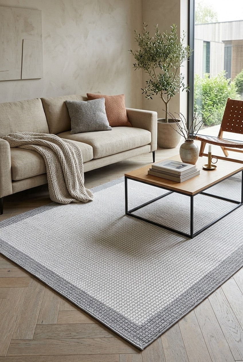 Lora 3212 Kaymaz Taban Bordürlü Sisal Halı — ortam görseli