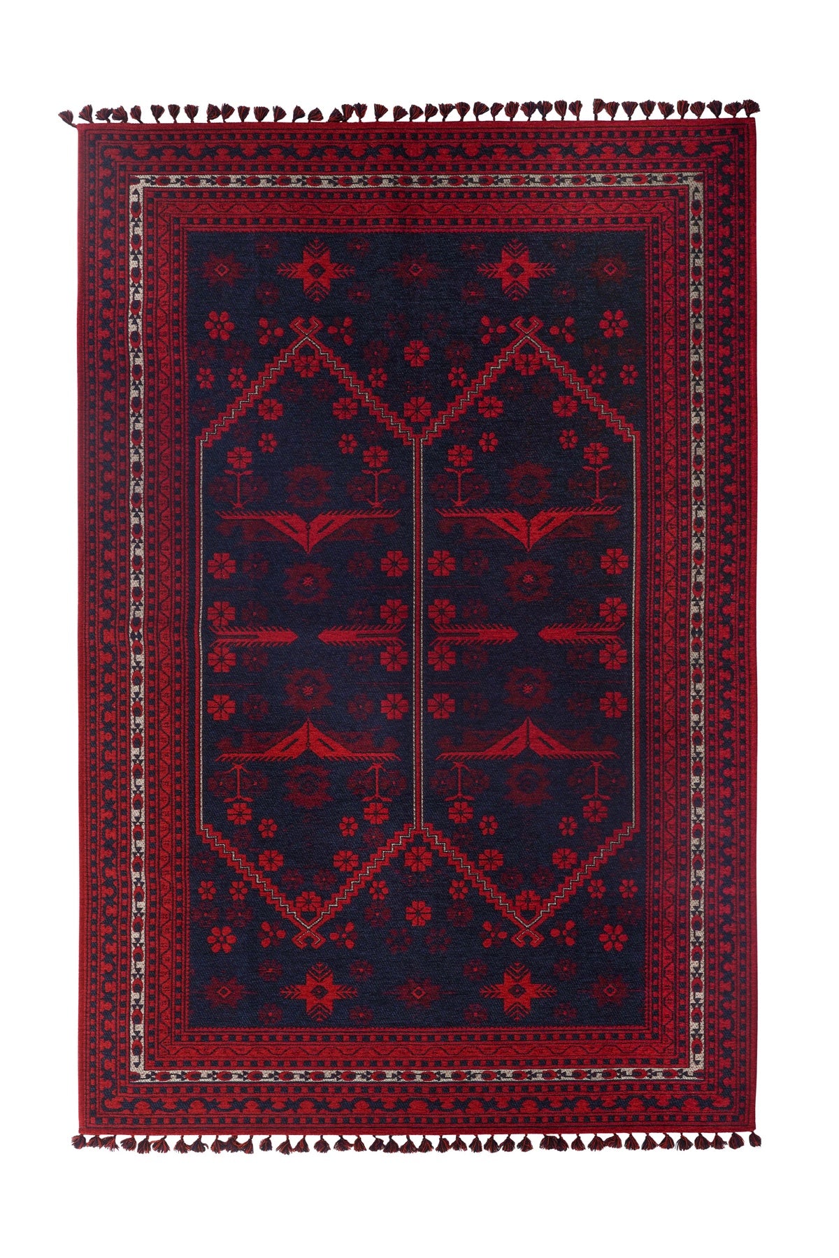 Mira Afgan 4 Kaymaz Tabanlı Yıkanabilir Klasik Kilim — detay 1