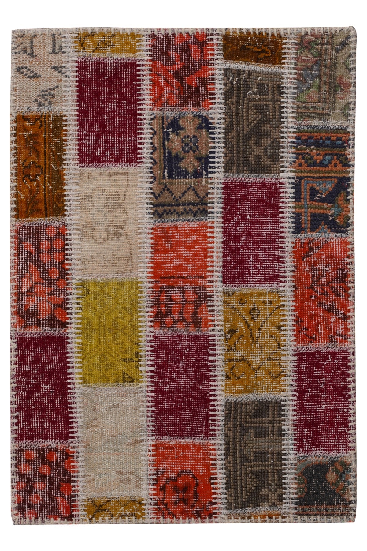 Naar Halı Patchwork 03 El Yapımı Dekoratif Halı — üstten görünüm