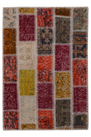 Naar Halı Patchwork 03 El Yapımı Dekoratif Halı — üstten görünüm