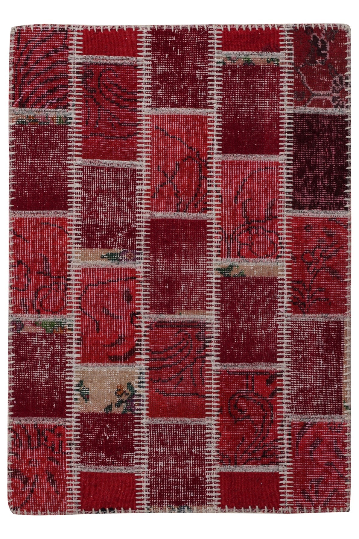 Naar Halı Patchwork 04 El Yapımı Dekoratif Halı — üstten görünüm