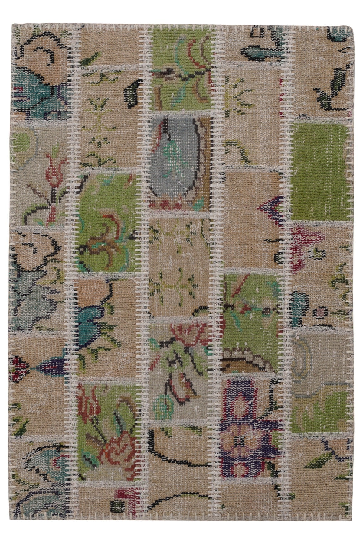 Naar Halı Patchwork 11 El Yapımı Dekoratif Halı — üstten görünüm