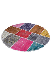 Naar Halı Patchwork El Yapımı Daire Halı — üstten görünüm