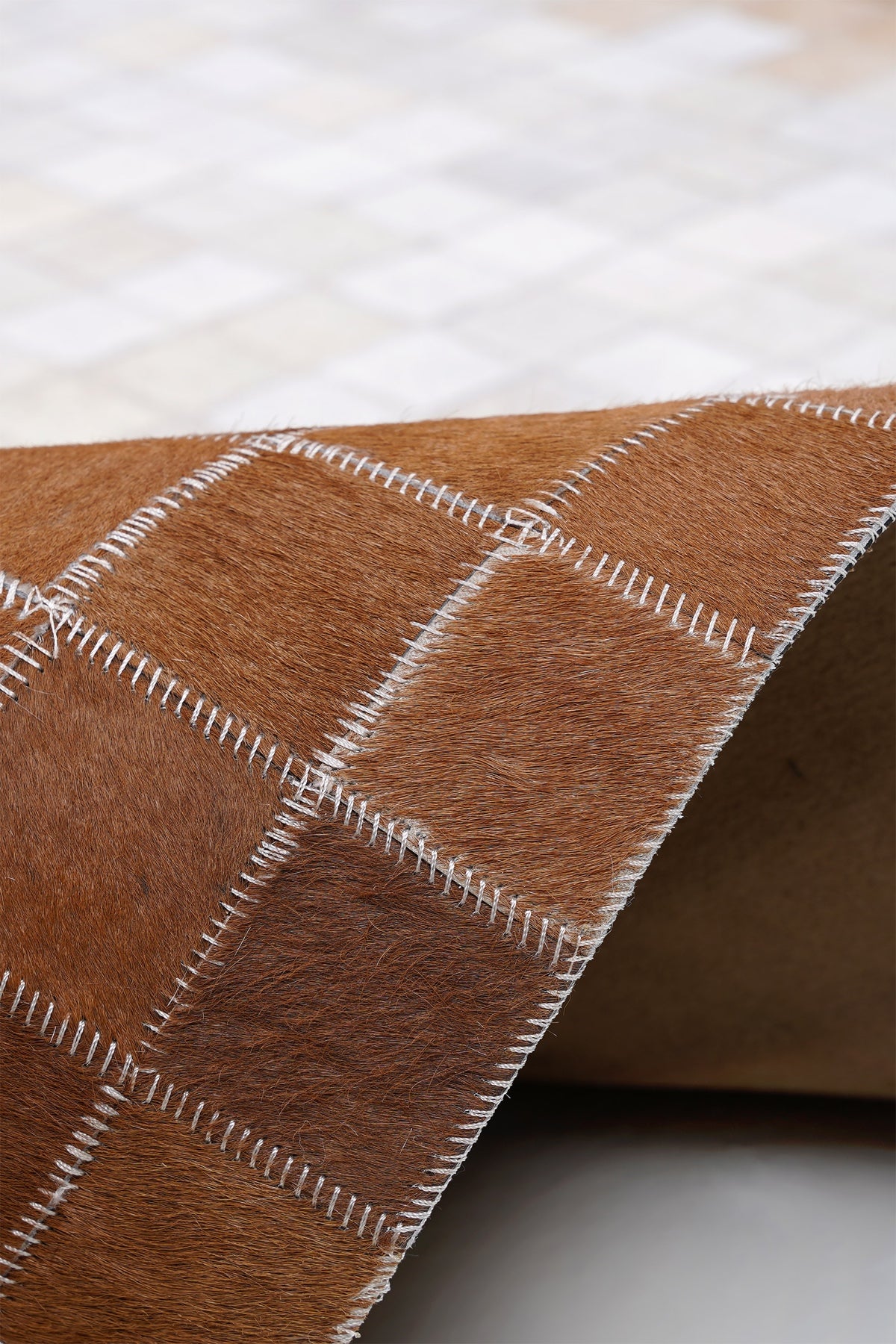 Naar Halı Tay Deri Patchwork El Yapımı Dekoratif Halı — detay 4