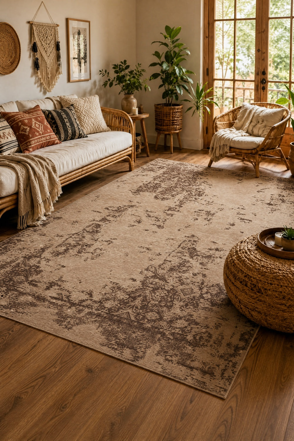 Nayra Spirit 4 Kaymaz Tabanlı Yıkanabilir Vintage Kilim — üstten görünüm