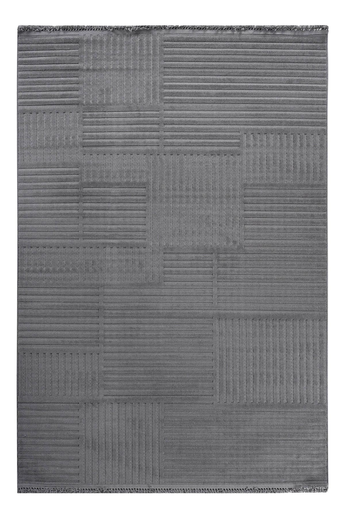 Prag 9202 Gri Geometrik Salon Halısı — üstten görünüm