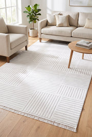 Prag 9201 Krem Geometrik Salon Halısı — ortam görseli