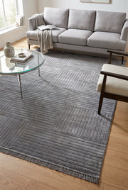Prag 9202 Gri Geometrik Salon Halısı — ortam görseli