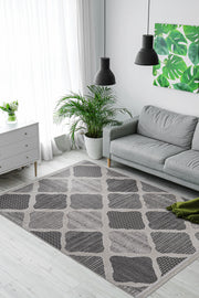 Step 2202 Gri Modern Salon ve Mutfak Halısı Kesme Halı — üstten görünüm